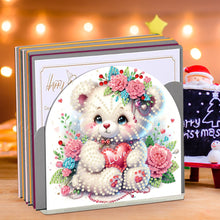 Load image into Gallery viewer, Christmas Acrylic DIY 5D Diamond Art Painting Napkin Holder Set (Rose Bear)