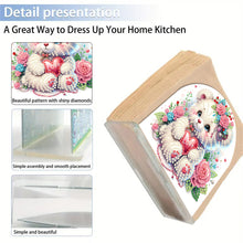 Load image into Gallery viewer, Christmas Acrylic DIY 5D Diamond Art Painting Napkin Holder Set (Rose Bear)