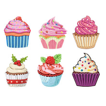 Load image into Gallery viewer, 6Pcs Acrylic Colorful Cupcakes 5D DIY Diamond Art Magnets Crafts for Adults Kids
