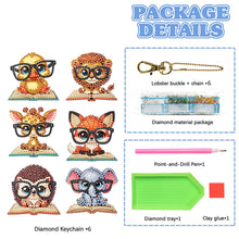 Load image into Gallery viewer, 6Pcs Acrylic Double Sided Animals Diamond Art Keyring Diamond Art Craft Keychain
