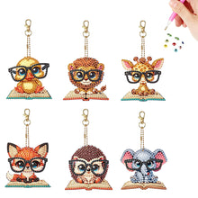 Load image into Gallery viewer, 6Pcs Acrylic Double Sided Animals Diamond Art Keyring Diamond Art Craft Keychain