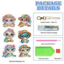 Load image into Gallery viewer, 6Pcs Acrylic Double Sided Animals Diamond Art Keyring Diamond Art Craft Keychain