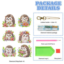 Load image into Gallery viewer, 6Pcs Acrylic Double Sided Animals Diamond Art Keyring Diamond Art Craft Keychain