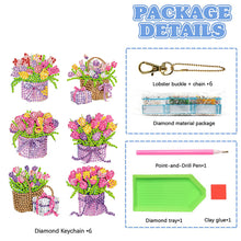 Load image into Gallery viewer, 6Pcs Acrylic Double Sided Animals Diamond Art Keyring Diamond Art Craft Keychain