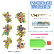 Load image into Gallery viewer, 6Pcs Acrylic Double Sided Animals Diamond Art Keyring Diamond Art Craft Keychain
