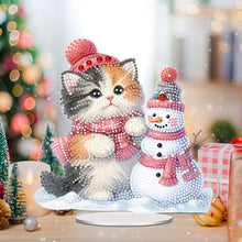 Load image into Gallery viewer, Acrylic Calico Cat Snowman Diamond Painting Desktop Decorations for Beginner
