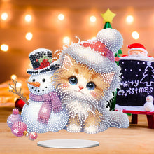 Load image into Gallery viewer, Acrylic Orange Cat Snowman Diamond Painting Desktop Decorations for Beginner