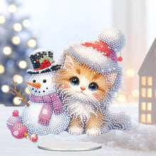 Load image into Gallery viewer, Acrylic Orange Cat Snowman Diamond Painting Desktop Decorations for Beginner