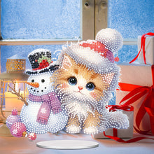 Load image into Gallery viewer, Acrylic Orange Cat Snowman Diamond Painting Desktop Decorations for Beginner