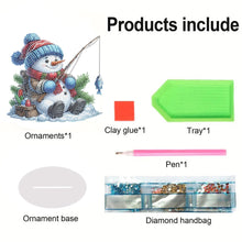 Load image into Gallery viewer, Acrylic Fishing Snowman 5D DIY Diamond Painting Desktop Decorations for Beginner