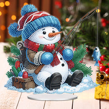 Load image into Gallery viewer, Acrylic Fishing Snowman 5D DIY Diamond Painting Desktop Decorations for Beginner