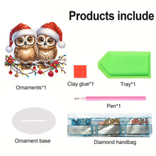 Load image into Gallery viewer, Acrylic Santa Hat Double Owl Diamond Painting Desktop Decorations for Beginner