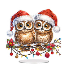 Load image into Gallery viewer, Acrylic Santa Hat Double Owl Diamond Painting Desktop Decorations for Beginner