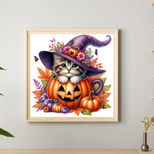 Load image into Gallery viewer, Diamond Painting - Full Round - Halloween pumpkin kitten (30*30CM)