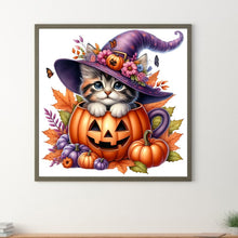 Load image into Gallery viewer, Diamond Painting - Full Round - Halloween pumpkin kitten (30*30CM)