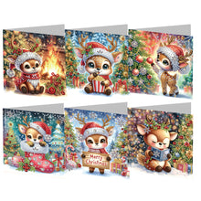 Load image into Gallery viewer, 6Pcs Christmas Elk Diamond Handmade Card Diamond Daily Wish Card for Adults Kids