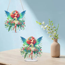Load image into Gallery viewer, 2pcs DIY Diamond Painting Hanging Pendant Green Butterfly Fairy Desktop Decor