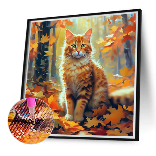 Diamond Painting - Full Round - Autumn cat (40*40CM)