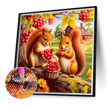 Load image into Gallery viewer, Diamond Painting - Full Round - Autumn squirrel eating berries (40*40CM)