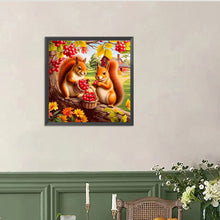 Load image into Gallery viewer, Diamond Painting - Full Round - Autumn squirrel eating berries (40*40CM)