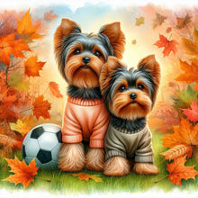 Load image into Gallery viewer, Diamond Painting - Full Round - Autumn Yorkshire terrier dog (40*40CM)