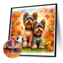 Load image into Gallery viewer, Diamond Painting - Full Round - Autumn Yorkshire terrier dog (40*40CM)