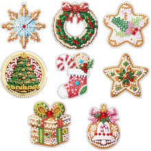 Load image into Gallery viewer, 8Pcs Christmas Diamond Painting Christmas Tree Pendant Christmas Tree Decoration