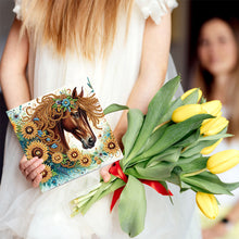 Load image into Gallery viewer, 6Pcs Flower Horse Diamond Painting Greeting Card Diamond Handmade Card