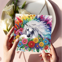 Load image into Gallery viewer, 6Pcs Flower Horse Diamond Painting Greeting Card Diamond Handmade Card