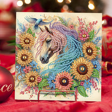 Load image into Gallery viewer, 6Pcs Flower Horse Diamond Painting Greeting Card Diamond Handmade Card