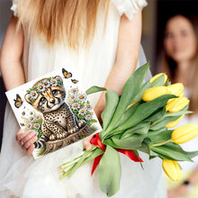 Load image into Gallery viewer, 6Pcs Flower Leopard Monkey Diamond Painting Greeting Card Diamond Handmade Card