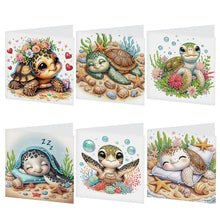 Load image into Gallery viewer, 6Pcs Sea Turtle Diamond Painting Greeting Card Diamond Handmade Card for Friends