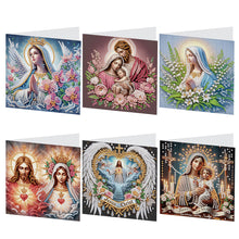 Load image into Gallery viewer, 6Pcs Holy Mother & Jesus Diamond Painting Greeting Card Diamond Handmade Card