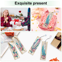 Load image into Gallery viewer, 4Pcs Special Shape Feather 5D DIY Diamond Painting Bookmark for Reading Day Gift