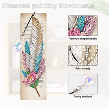 Load image into Gallery viewer, 4Pcs Special Shape Feather 5D DIY Diamond Painting Bookmark for Reading Day Gift