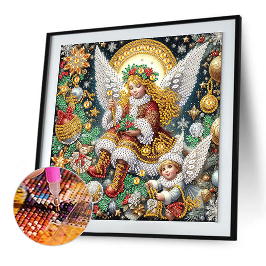 Diamond Painting - Partial Special Shaped - Christmas Atmosphere Angel (30*30CM)