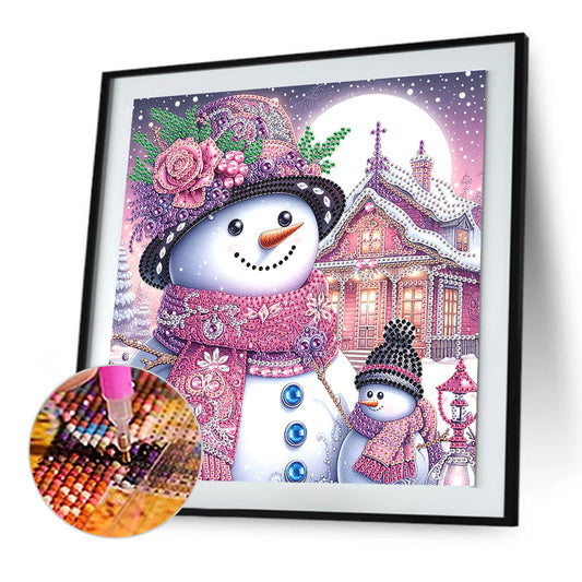 Diamond Painting - Partial Special Shaped - Christmas Atmosphere Snowman (30*30CM)