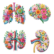 Load image into Gallery viewer, 4Pcs Acrylic Special Shaped Flowers Organ 5D DIY Diamond Art Brooch Jewelry Kit