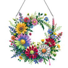 Load image into Gallery viewer, Acrylic Special Shaped Daisy Wreath DIY Diamond Painting Hanging Ornaments Kit