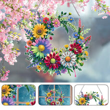 Load image into Gallery viewer, Acrylic Special Shaped Daisy Wreath DIY Diamond Painting Hanging Ornaments Kit