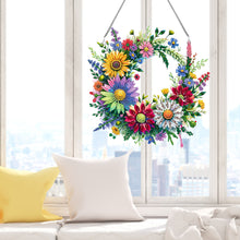 Load image into Gallery viewer, Acrylic Special Shaped Daisy Wreath DIY Diamond Painting Hanging Ornaments Kit