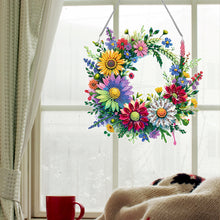 Load image into Gallery viewer, Acrylic Special Shaped Daisy Wreath DIY Diamond Painting Hanging Ornaments Kit