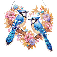 Load image into Gallery viewer, Acrylic Special Shaped Heart Blue Bird Diamond Painting Hanging Ornaments Kit