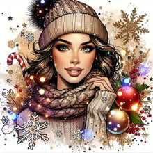 Load image into Gallery viewer, Diamond Painting - Full Round - Christmas Girl (40*40CM)