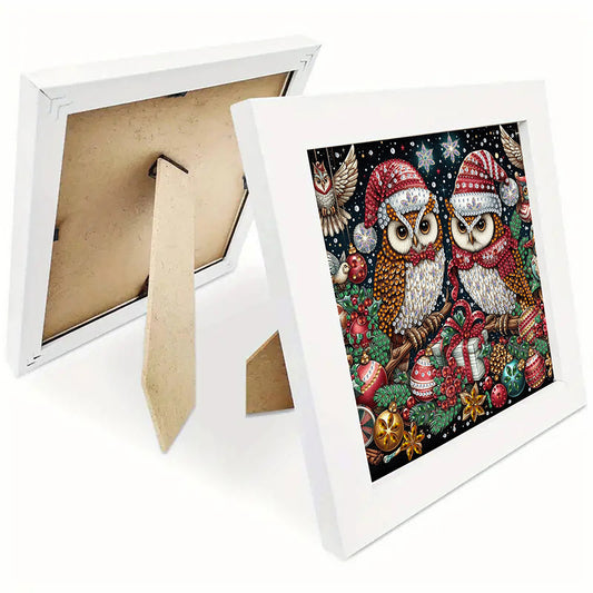 Diamond Painting - Partial Special Shaped - Christmas owl with framed (19.2*19.2CM)