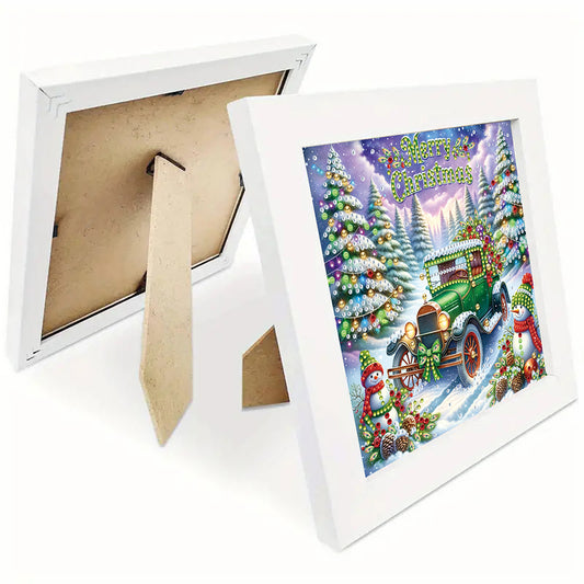 Diamond Painting - Partial Special Shaped - Santa Claus car with framed (19.2*19.2CM)
