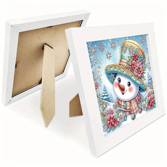 Diamond Painting - Partial Special Shaped - Christmas snowman with framed (19.2*19.2CM)