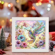 Load image into Gallery viewer, Diamond Painting - Partial Special Shaped - Flower hummingbird with framed (19.2*19.2CM)