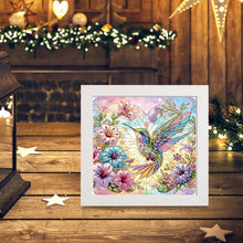 Load image into Gallery viewer, Diamond Painting - Partial Special Shaped - Flower hummingbird with framed (19.2*19.2CM)