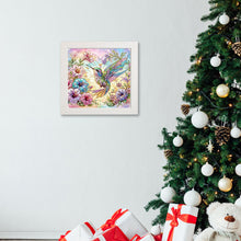 Load image into Gallery viewer, Diamond Painting - Partial Special Shaped - Flower hummingbird with framed (19.2*19.2CM)